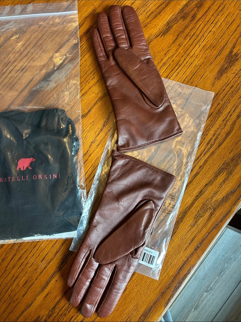 Fratelli Orsini Brown Italian Lambskin Leather Gloves- women’s 8.5